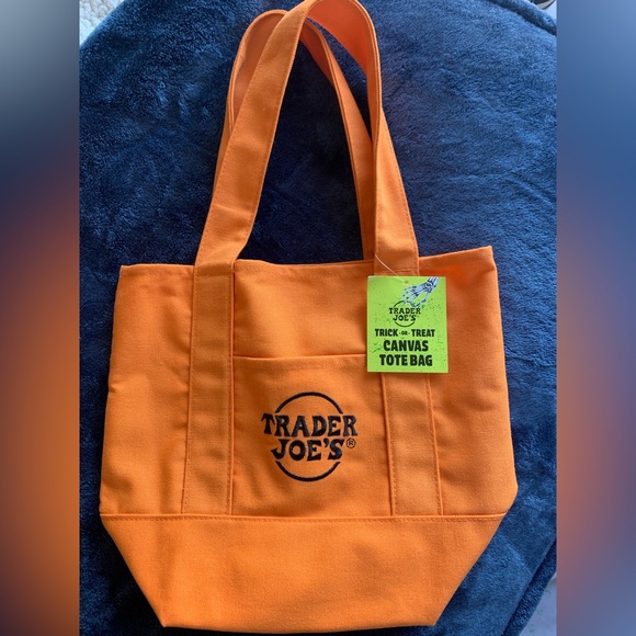 *NWT Trader Joe's Orange Canvas Small Tote Bag - Picture 8 of 8